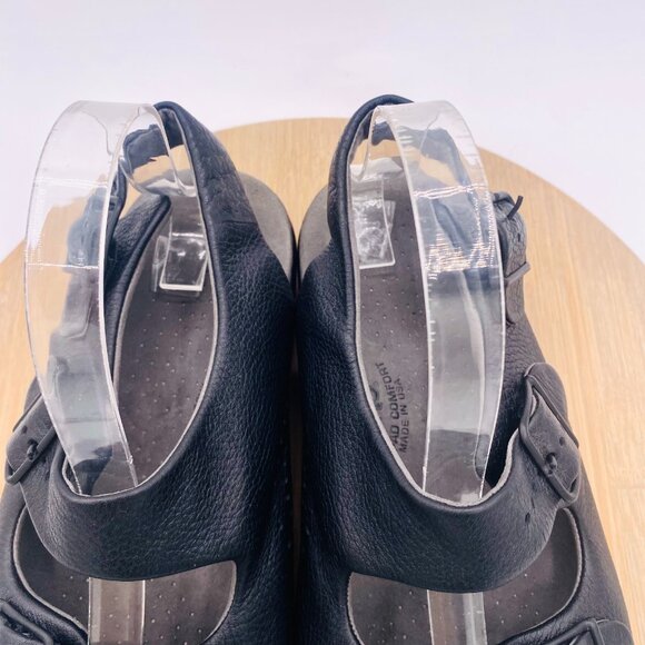 SAS Sandals Mens 12 Black Leather Slingback Double Strap Peep - Picture 4 of 11